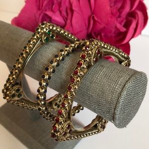 Set of 3 Gold Tone Statement Bracelets